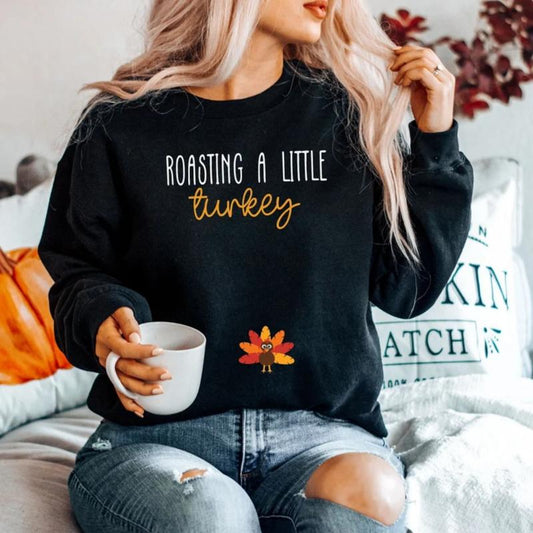 Thanksgiving Fall Pregnancy Announcement Sweatshirt, Funny Pregnancy Reveal Shirt, Mom to Be Crewneck , Cute Turkey Sweatshirt for Mom to Be