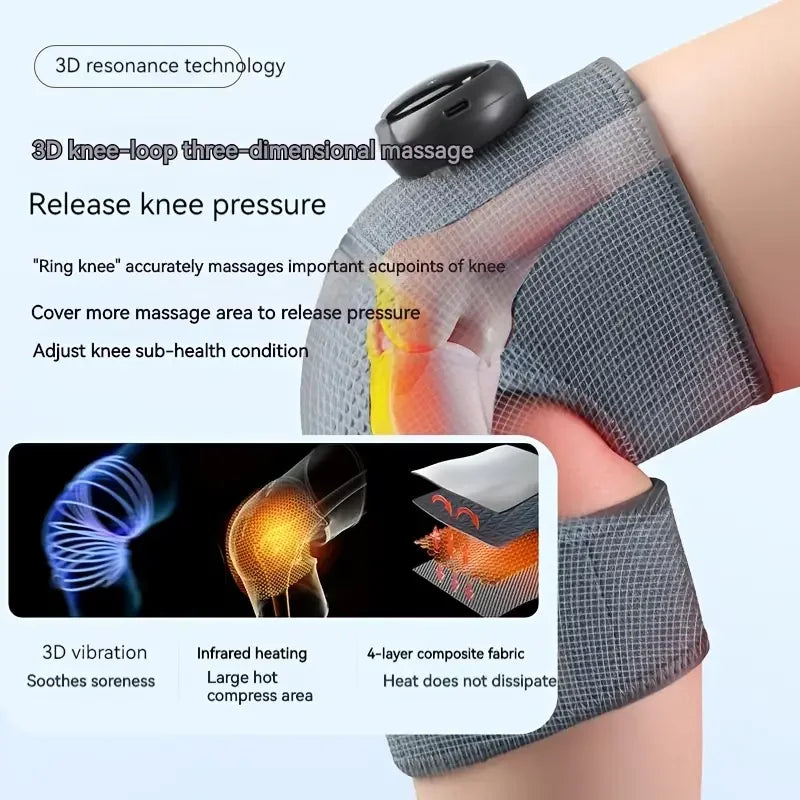 ThermoTouch Heated Knee Massager with Adjustable Vibration and Heat Settings